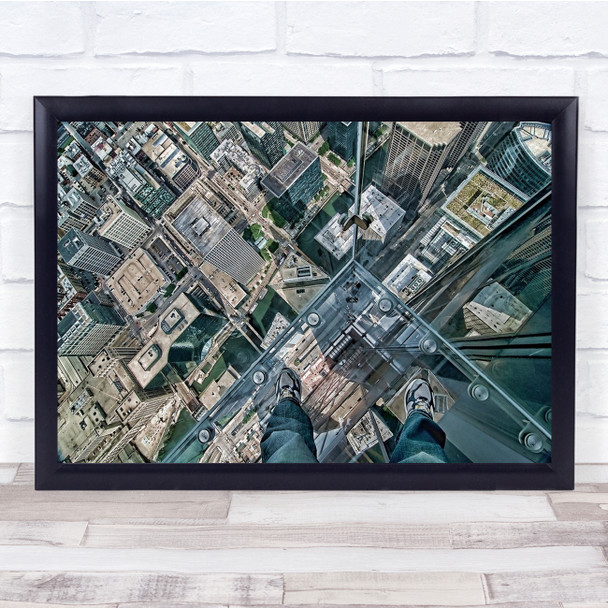 Chicago Tower Feet Jump Aerial Cityscape Skydeck Wall Art Print