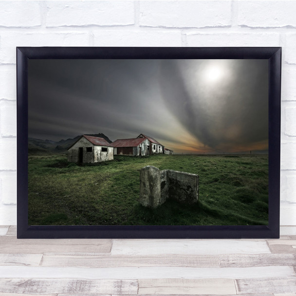 Landscape Rural Iceland Old Abandoned House Farm Wall Art Print