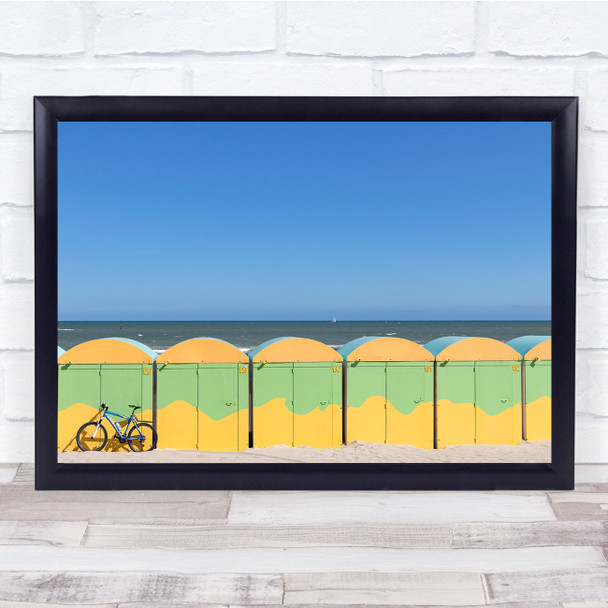 Landscape Seascape Beach Yellow Blue Bike Summer Wall Art Print