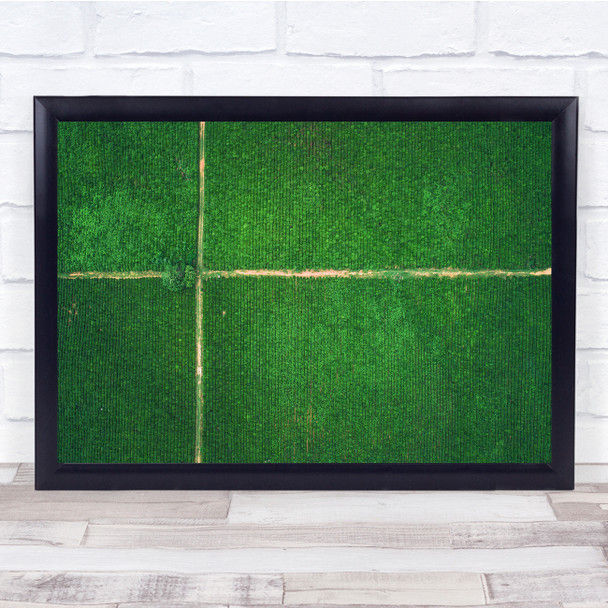 Landscapes Ariel Cross Green Tree Graphic Fields Wall Art Print