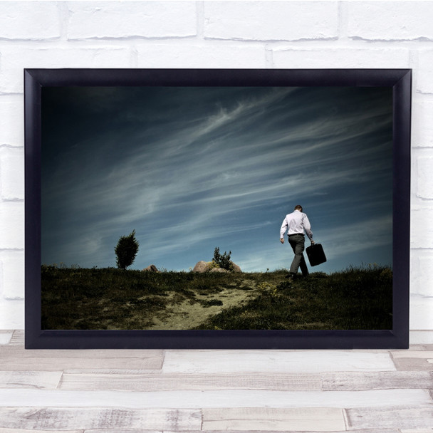 Man Suitcase Business Landscape Person Moving On Wall Art Print