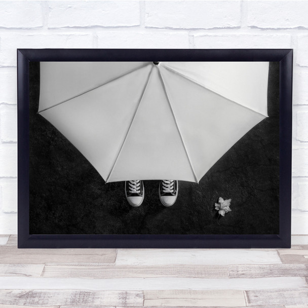 Umbrella Black White Light Concept Texture Shoes Wall Art Print
