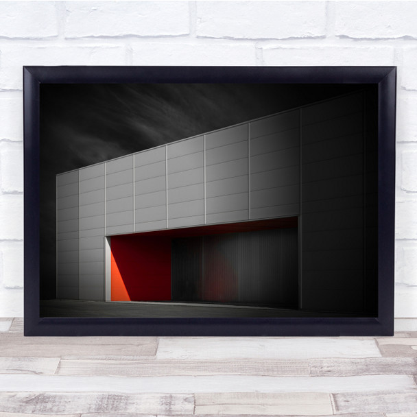 architecture Building Red Light Shadows Covered Wall Art Print