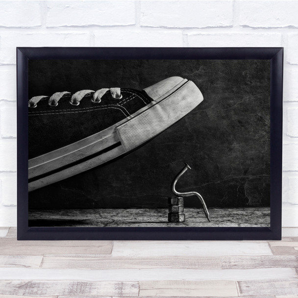 Black & White Texture Shoe Concept Intimidation Wall Art Print