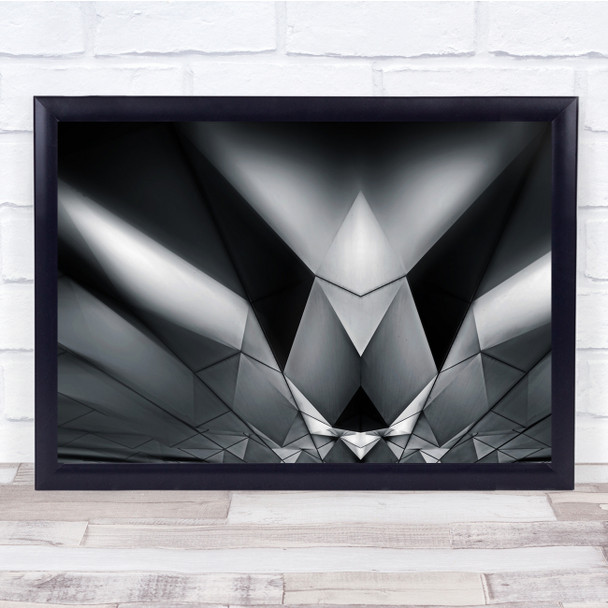 black and white abstract art geometry triangles Wall Art Print