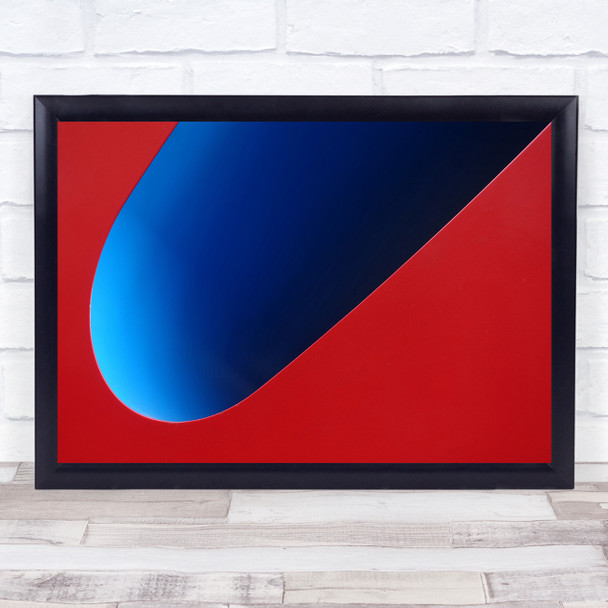 Red Blue Abstract Curve Shapes Geometry Graphic Wall Art Print