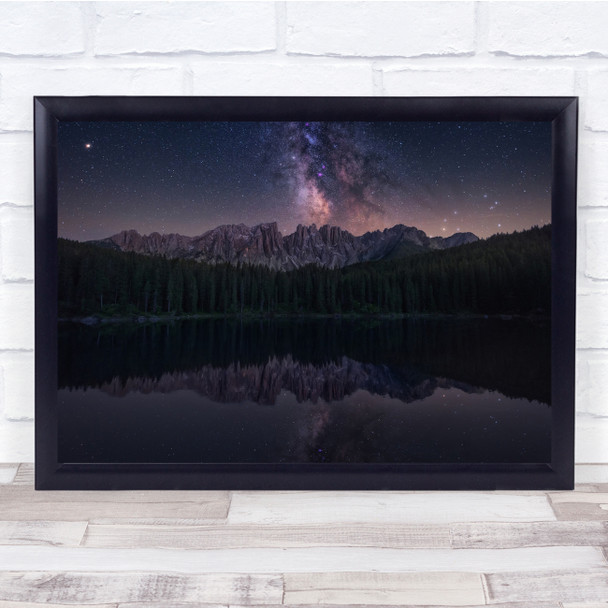 Sky Colourful Night Reflection Mountains Nature Wall Art Print