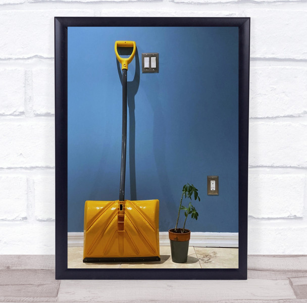 Still-life yellow shovel plant pot light switch Wall Art Print