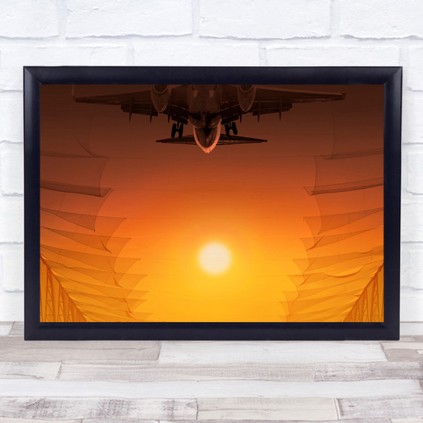Tender Velocity orange sun Aeroplane taking off Wall Art Print