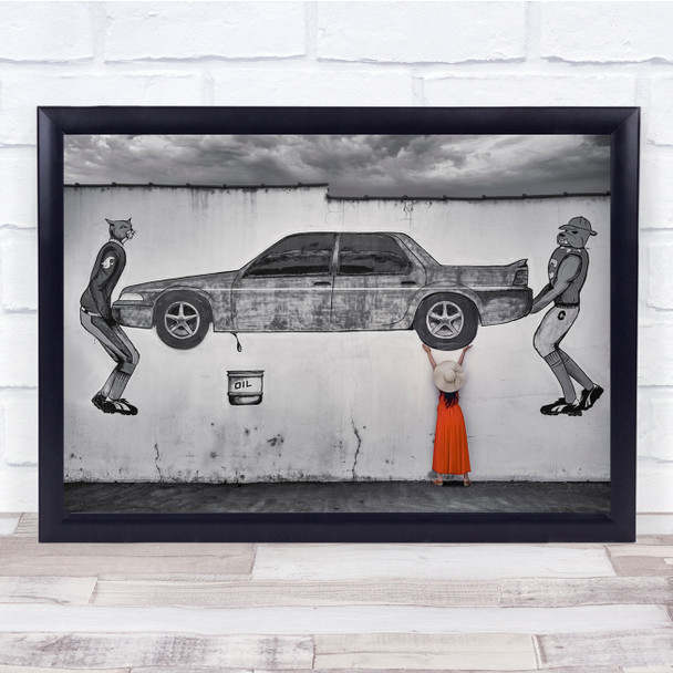 Wall Clouds Orange Car Oil Help Humour Painting Wall Art Print Wall Clouds Orange Car Oil Help Humour Painting Wall Art Print