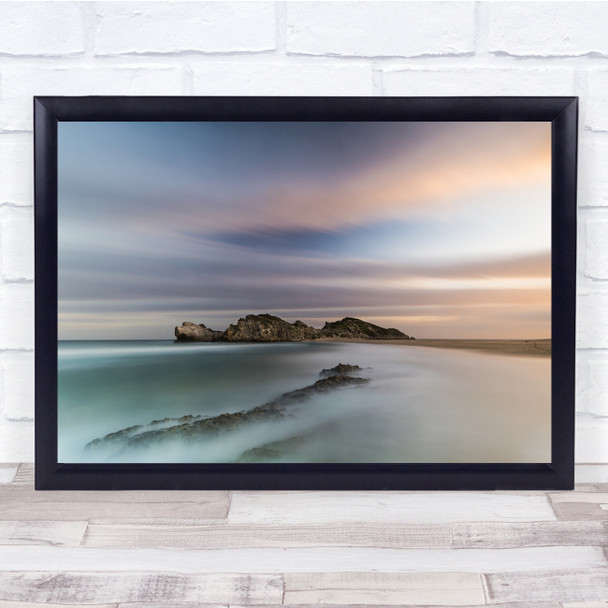 Dusk Serenity Mood Wispy Island Sunset Clouded Wall Art Print