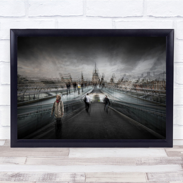 Millennium Bridge Blurry Motion People Walking Wall Art Print