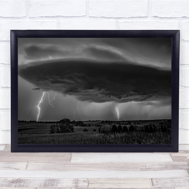 Night Lightning Cloud Black Dark Scary Weather Wall Art Print