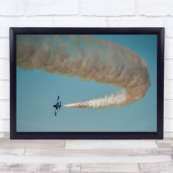 Plane Turning Arrow Smoking Blue Sky Clear Day Wall Art Print