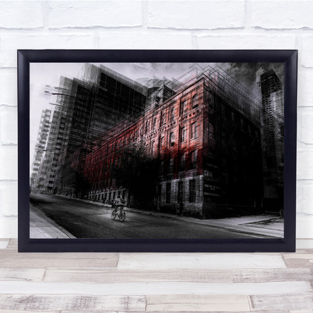 Street Abstract Selective Colour Bike building Wall Art Print