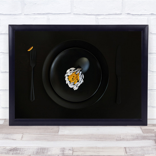 A Soft-Boiled Egg frying pan white and yellow Wall Art Print