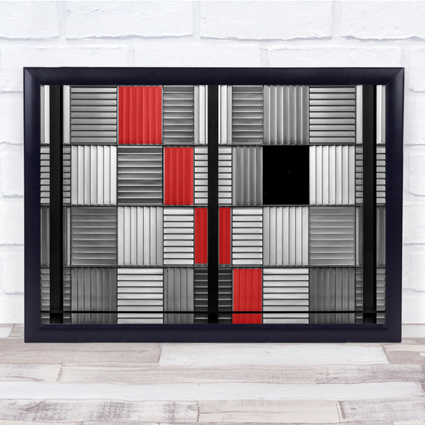 Abstract Shapes Geometry Red Selective Colour Wall Art Print