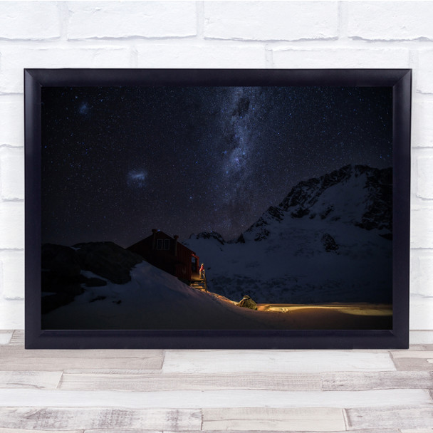 The Starry Night Mountain at Night Starry Sky Wall Art Print