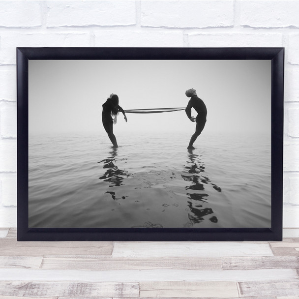 Torn Hearts People emotions Black White Water Wall Art Print