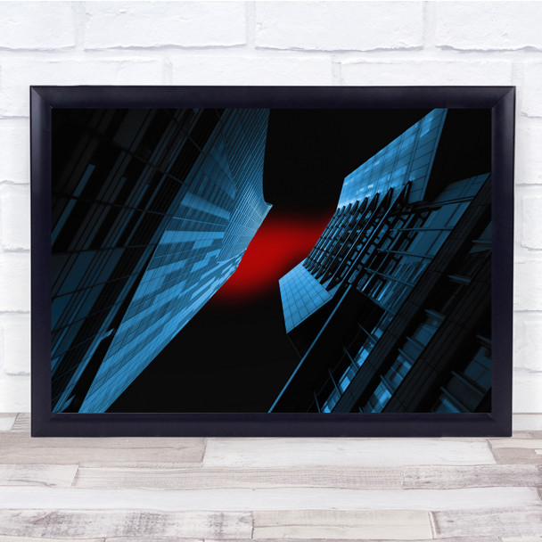 Lookup Architecture Abstract Blue Red Warsaw Wall Art Print