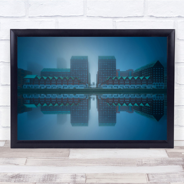 Mist Dust Reflection Architecture Foggy blue Wall Art Print