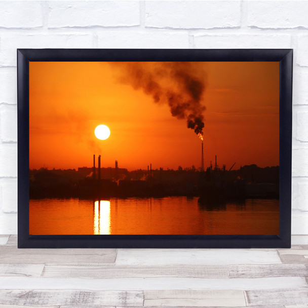 Sunrise city view pollution smoke industrial Wall Art Print