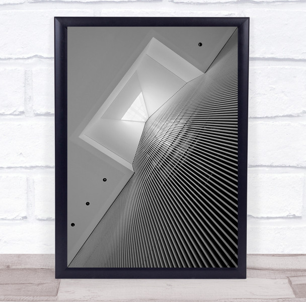up shot black and white architecture stripes Wall Art Print