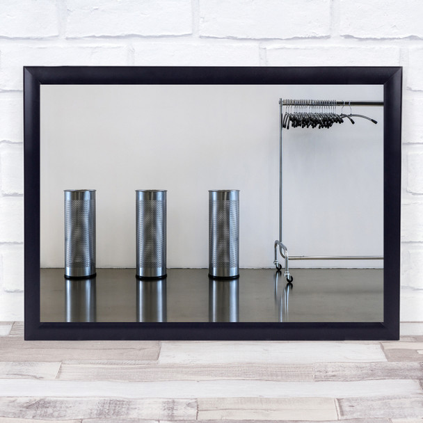 Clothes rail coat hanger tin bin reflection Wall Art Print