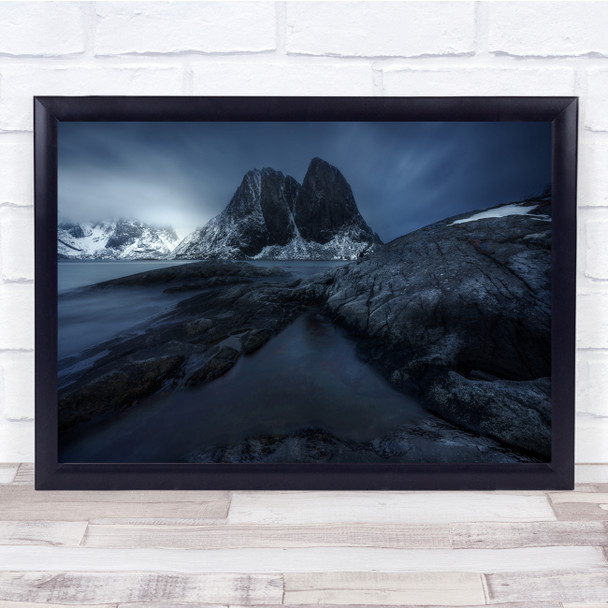 Landscape Blue Water Mountains Cliffs Coast Wall Art Print