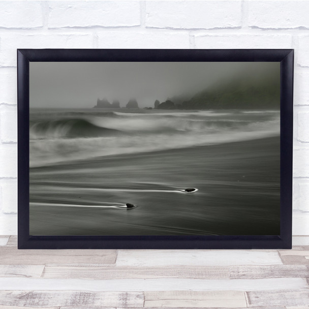 Landscape Water Fog Mist Waves Stones Rocks Wall Art Print