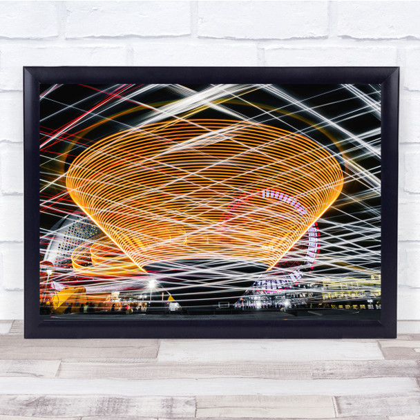 Light Overlap orange cones white lines city Wall Art Print