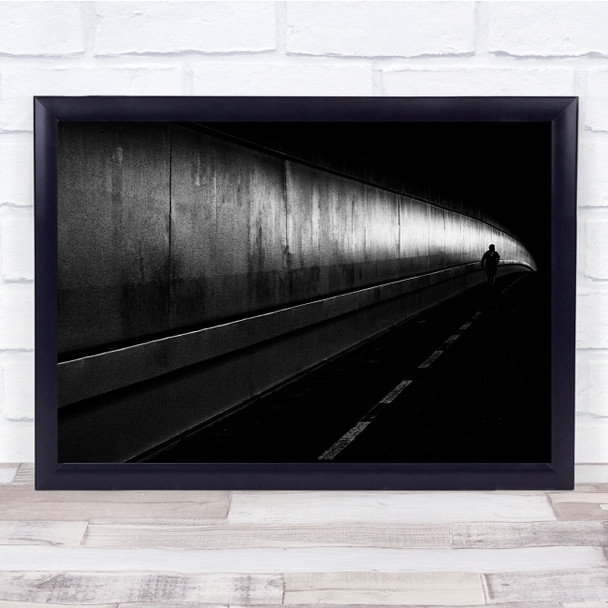 Black & White Walking Man Road Moody Bleak Wall Art Print