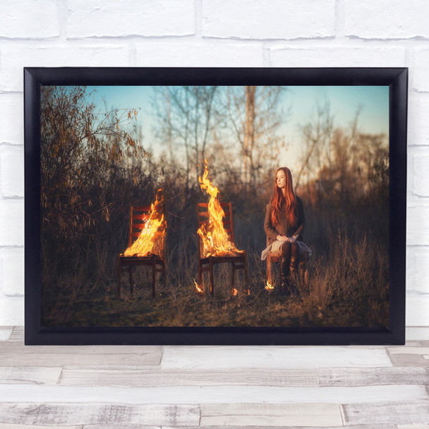 Fire Red Hope Mood Concept Hopeless Chairs Wall Art Print