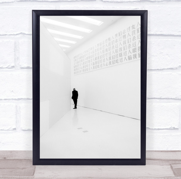 Man in black suit Chinese writing on walls Wall Art Print Man in black suit Chinese writing on walls Wall Art Print