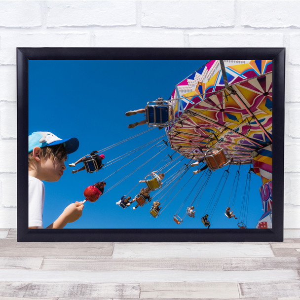 Swing Fairground Ride Colourful Eating Fun Wall Art Print