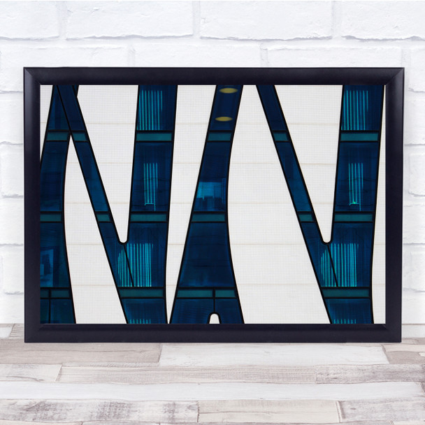 Abstract Graphic Shapes Blue Architecture Wall Art Print