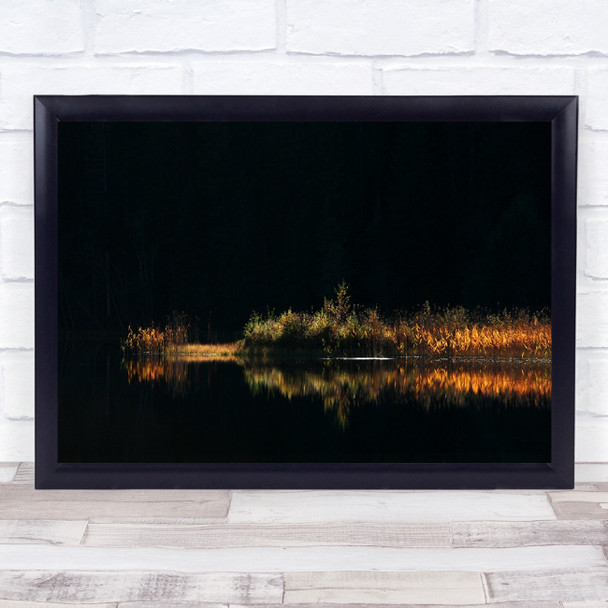 Black Reflection Autumn Sweden Lake Trees Wall Art Print