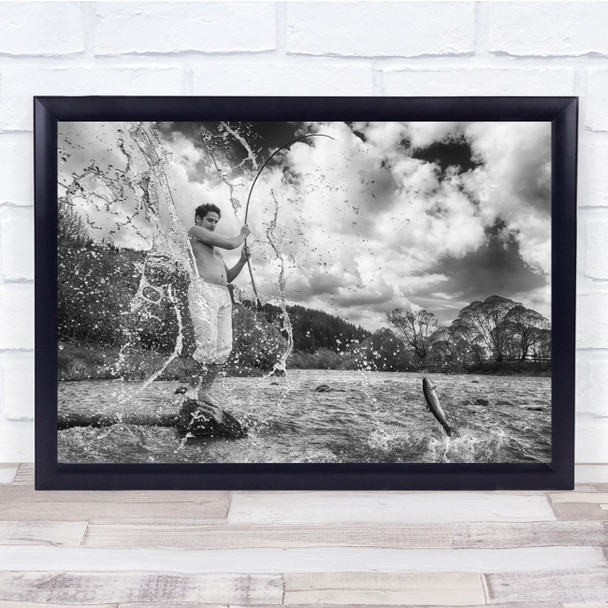 Dali's Trout Fisherman catch Water splash Wall Art Print
