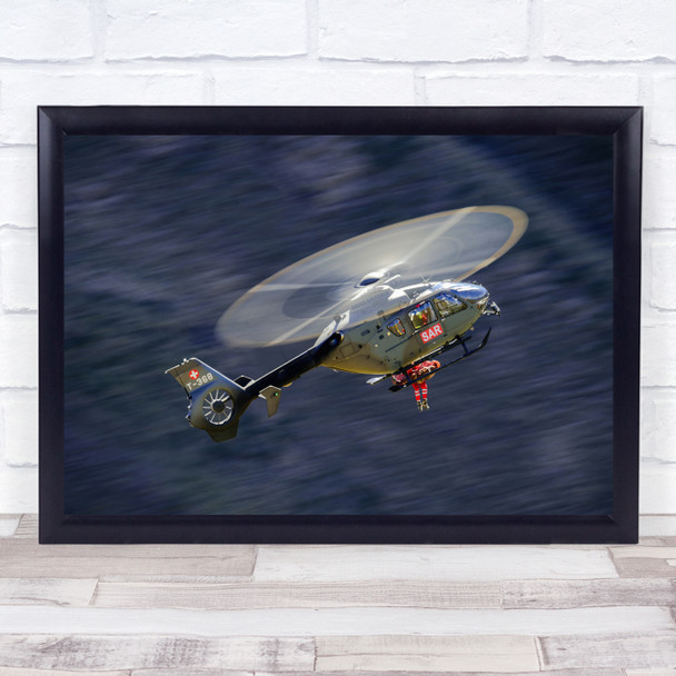 Rescue Me Helicopter Flight action blurry Wall Art Print