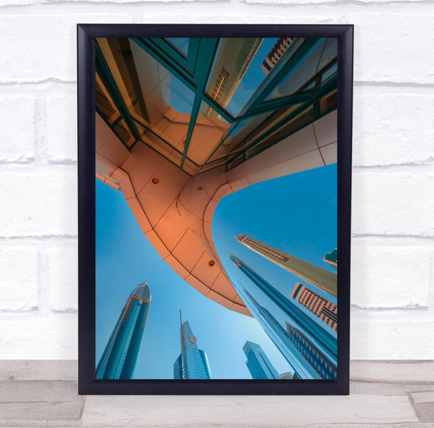Skylines up shot thin sky scrapers curved Wall Art Print
