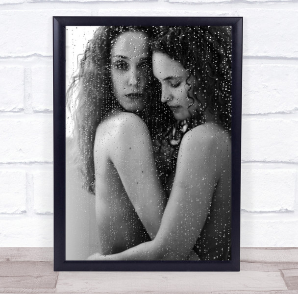 Women Lesbian Shower Drops Sensual Female Wall Art Print Women Lesbian Shower Drops Sensual Female Wall Art Print