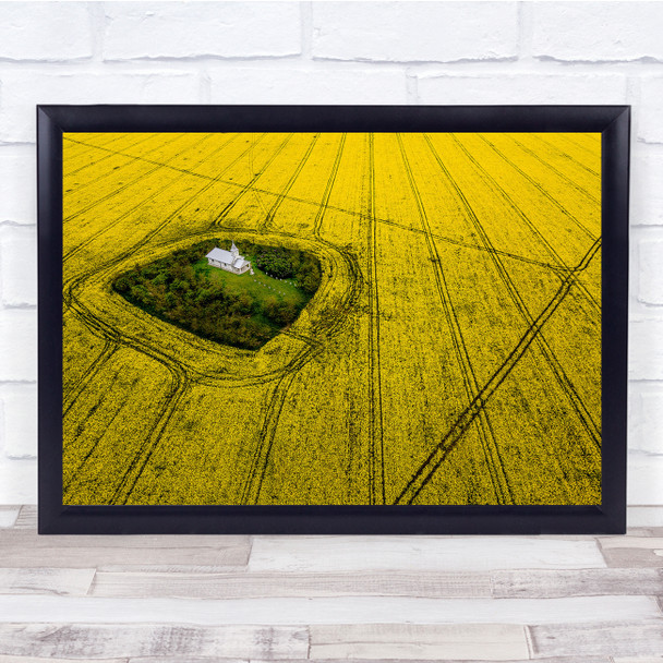 Chapel Church Field Season Spring Yellow Wall Art Print