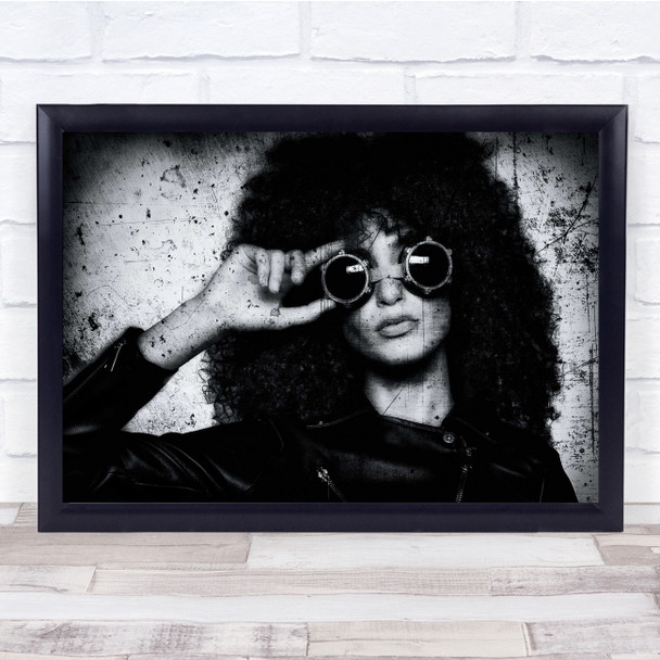 Cool Glasses Lady Model Black White Shot Wall Art Print