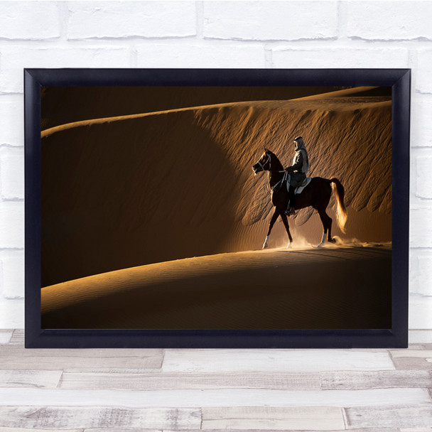 Panoramic Sand Dunes Desert Horses Rider Wall Art Print