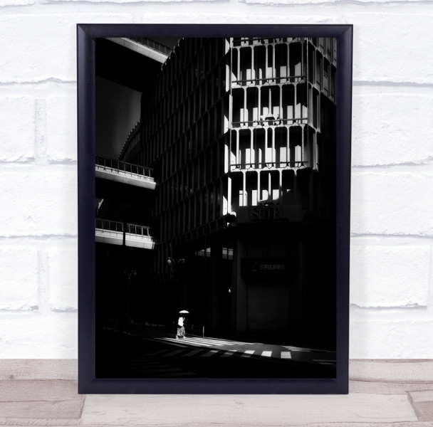Street Black and white Shibuya buildings Wall Art Print