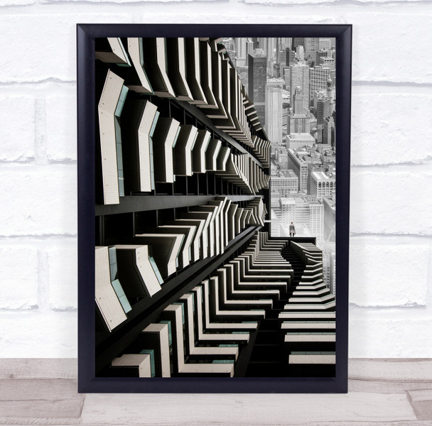 abstract building cityscape man on edge Wall Art Print