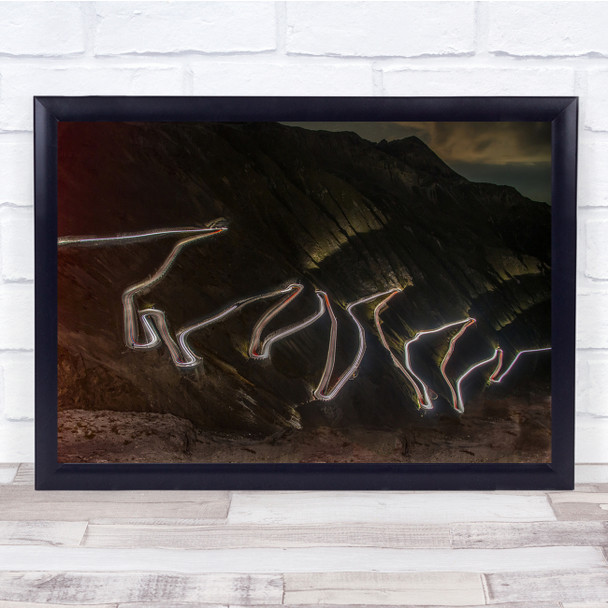 Mountain Light Cars Driving up mountain Wall Art Print