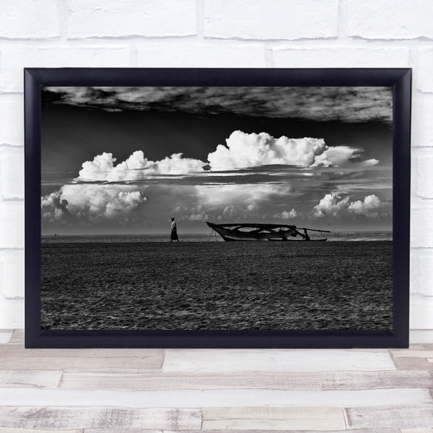 Our Way To Sri Lanka clouds broken boat Wall Art Print