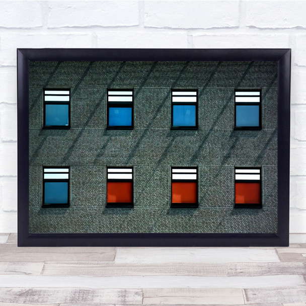 Three To Five Red Blue Windows building Wall Art Print