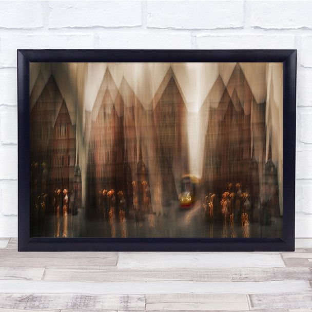 Cityscape Street Urban Tram Brown Blur Wall Art Print